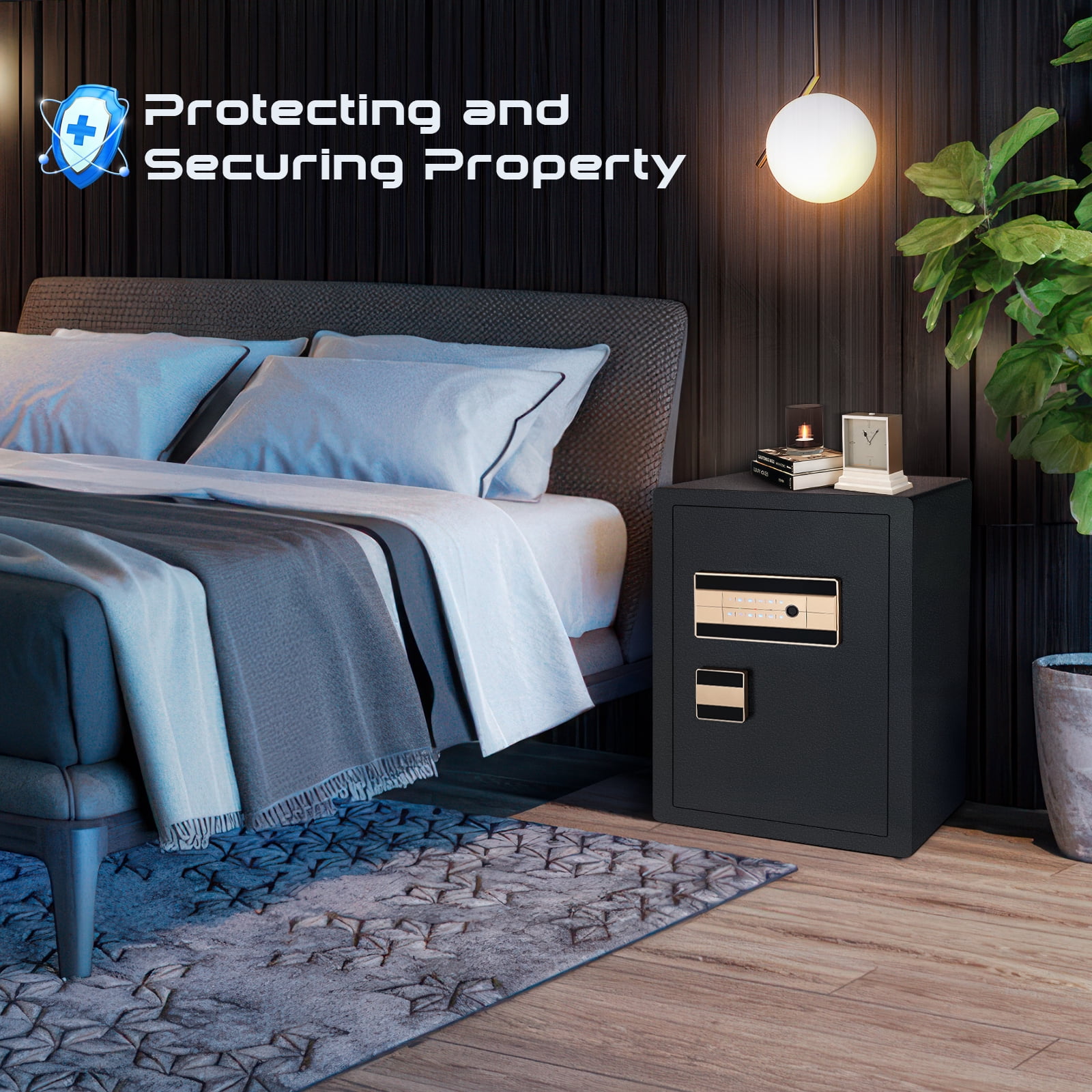 SRWTRCHRY  3.1 CU.ft Electronic Biometric Safe Box with Fingerprint Lock, Home Safe Cabinet Security Box Digital Keypad Safe with Fireproof Bag
