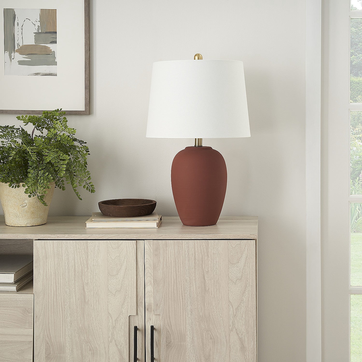 23" Terracotta Ceramic Urn Table Lamp - Nourison