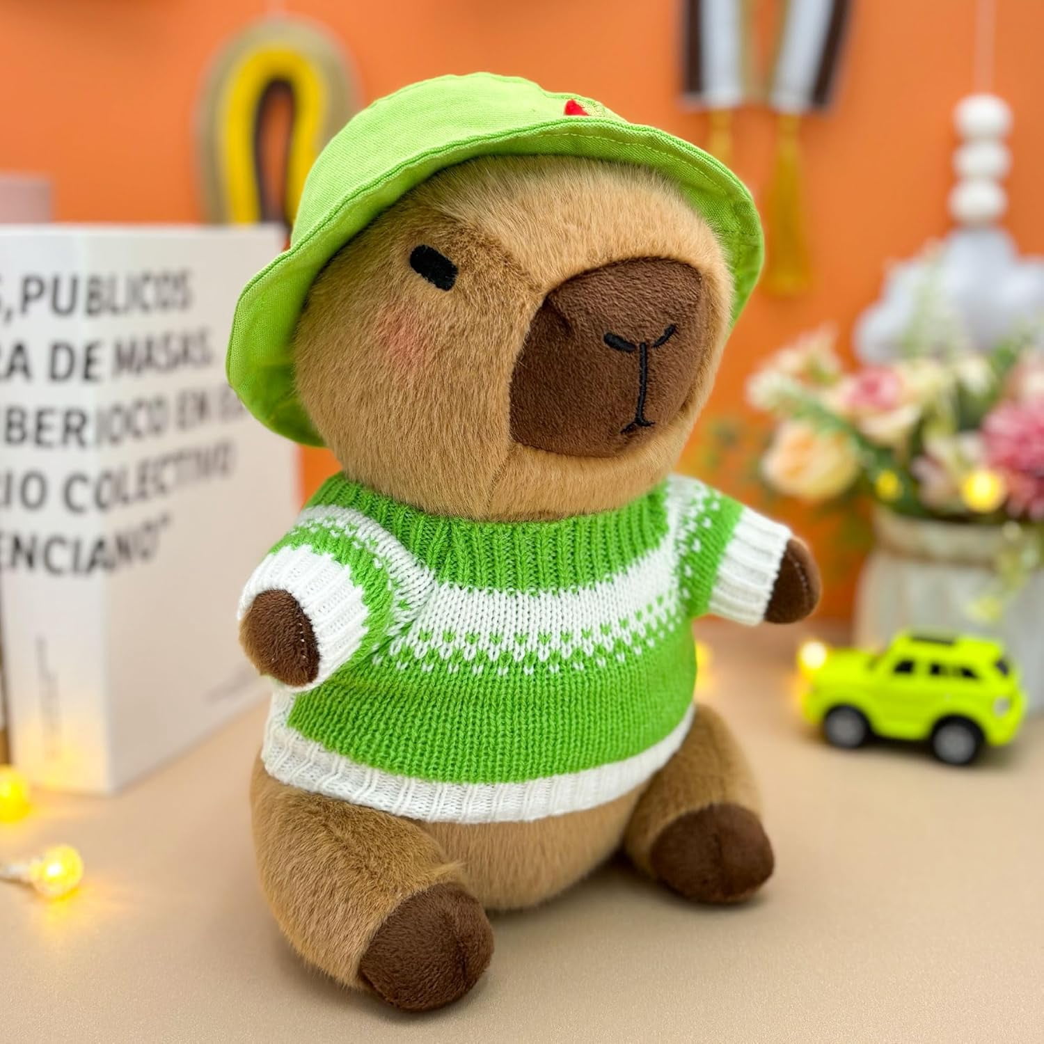 Capybara Plush with 9 pcs Clothes & Accessories, 10.2 in Cute Capybara Stuffed Animal Plush Toys, Dress Up Cute Plushies for Girls/Boys