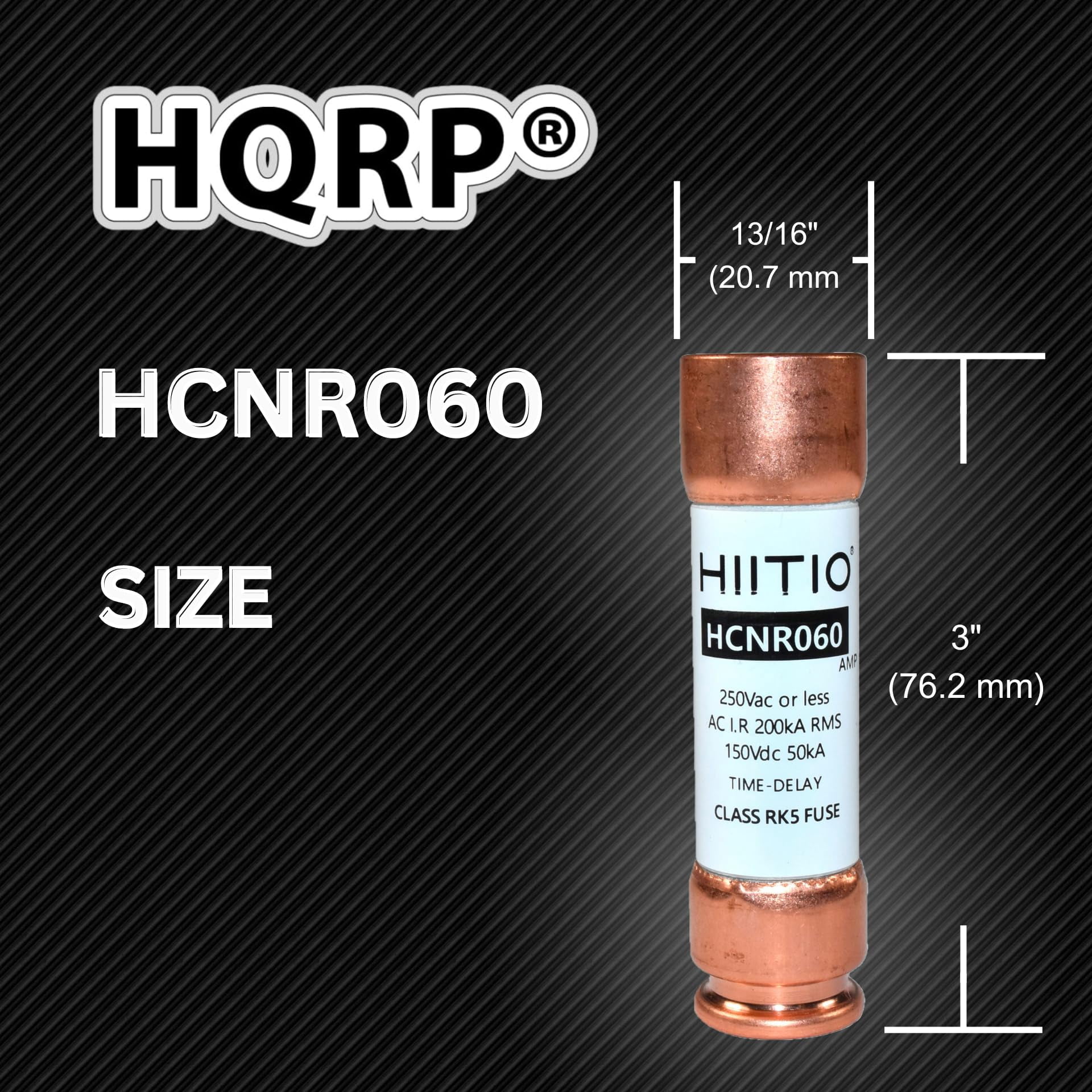 HQRP 2-Pack HCNR060 60 Amp 250V Dual Element Time-Delay Fuse, Class RK5 Replacement for Bussmann BP/FRN-R-60 FRN-R-60, Edison ECNR60, Littelfuse FLNR060.T FLN-R-60 FLNR-60