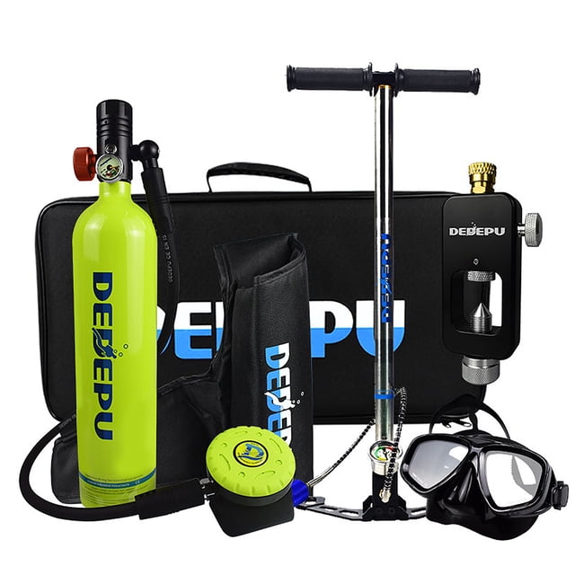 Graflsoa S5000 Ensemble de Plongée A-B Combo Vert, Réservoir en Aluminium 1 L, Pression Max 3000 Psi, Comprend Lunettes de Protection et Sac de Rangement
