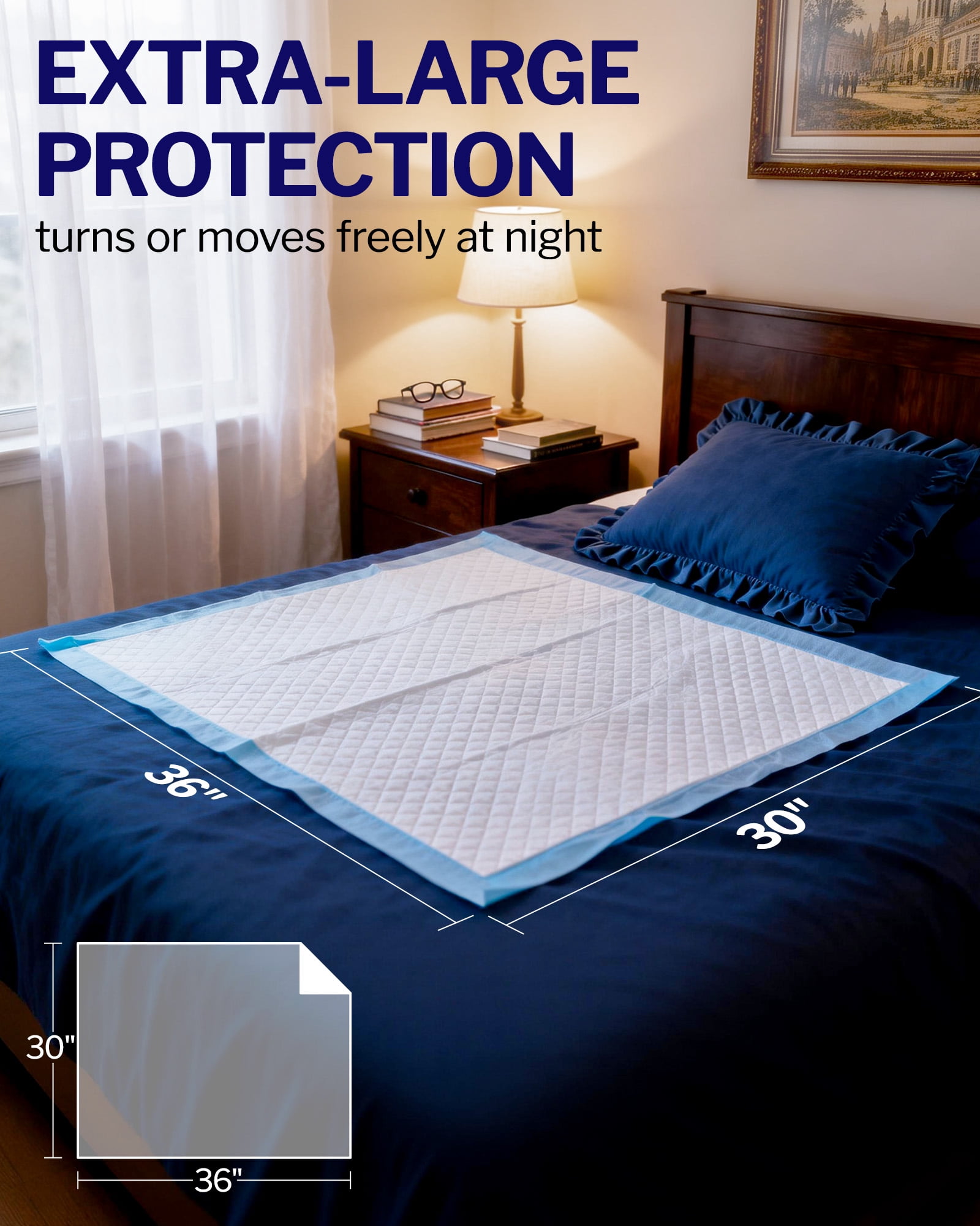 Powools Bed Pads, 6-Layer Pee Pads for Adults, Leakproof Disposable Chuck Pads for Baby, Incontinence, Puppy, 100 Count, 36" x 30"