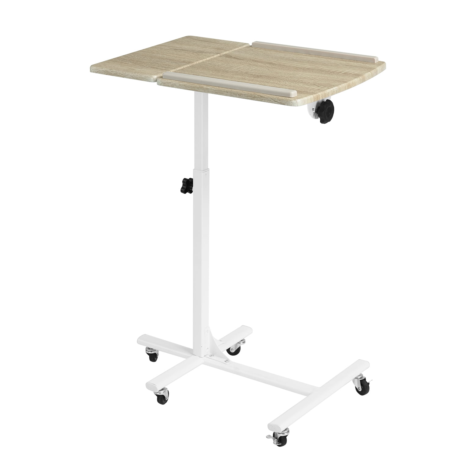 Kepooman Overbed Bedside Desk, Mobile Rolling Laptop Stand, Tilting Overbed Table with Wheels Height Adjustable Tray Table for Laptop Bed Sofa Side Table, Wood Color Kepooman Overbed Bedside Desk, Mobile Rolling Laptop Stand, Tilting Overbed Table with Wheels Height Adjustable Tray Table for Laptop Bed Sofa Side Table, Wood Color
