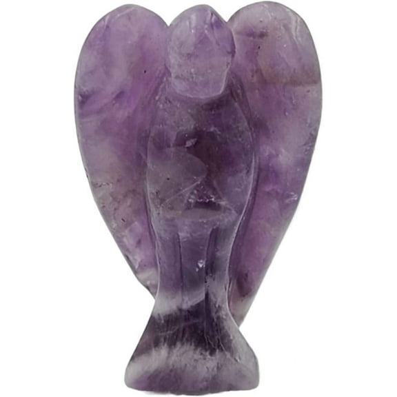 Pocket Guardian Angel with Serenity Prayer Card - AMETHYST Natural Crystal Healing Stone Figurine - Gift for Yourselves and your loved ones