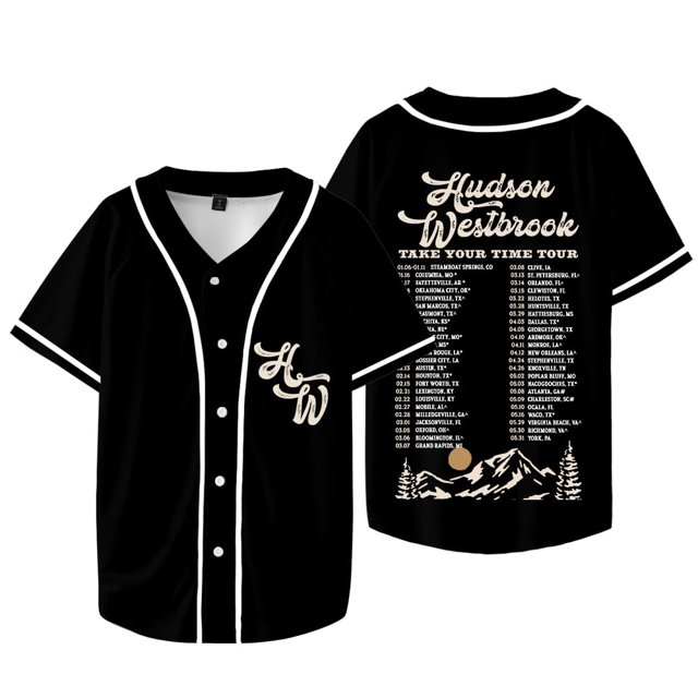 Hudson Westbrook Take Your Time Tour Merch Veste de Baseball Tee Unisexe Col en V Manches Courtes T-Shirts, Style 3,TP