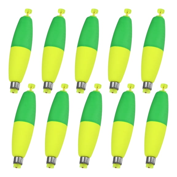 Uxcell 10-Pack Fishing Bobbers Floats, 3.78 Inch EVA Foam Weighted Bobbers Clip-on Floats Slip Corks Floaters Strong Buoys [Green Yelloww]