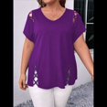 thumbnail image 4 of Blusas Tipo Túnica de Corta para Mujer, con Escote en V Recortado, Elegantes, Informales, Holgadas y Largas Púrpura L, 4 of 7