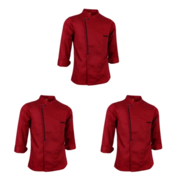 Chaqueta de Chef Retro Naiovety Manga Larga 2XL Rojo