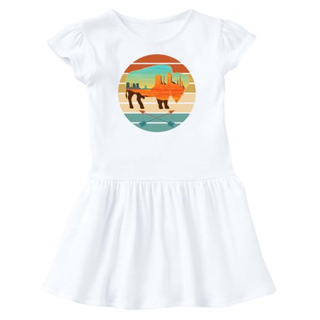 

Inktastic Buffalo Silhouette Retro Sunset Gift Toddler Girl Dress