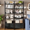 thumbnail image 5 of Satifur 6 Tier Black Industrial Bookshelf, Tall Storage Shelving Unit with 2 Detachable Drawers, Anti-Tip & Waterproof Boards for Living Room, Bedroom, 5 of 9