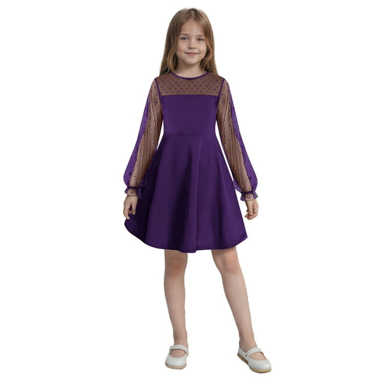 pre teen graduation dress bbymog Girls Black Dress Long Sleeve A-Line Mesh Dresses Party Dance Graduation Dress for Girls Teen Girl Clothes Navy B 13 Years