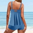 thumbnail image 5 of Alkepwun Tankini Swimsuits for Women Tummy Control Flowy Swimwear Two Piece Bathing Suits Solid Hollow Swim Tank Top with Boyshorts, 5 of 7