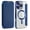 iPhone 16 Pro, variant on Havilah For iPhone 16 Shield Case for Apple 16 Compatible With Magsafe RFID Anti-theft Leather iPhone 16 Case(Dark Blue)