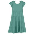 thumbnail image 6 of Kiijoy Big Girls Flutter Sleeve Tiered Midi Dress Solid Color Casual Party A Line Dress, 6 of 6