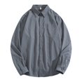 thumbnail image 1 of PMUYBHF Chemise Habillée Noire pour Hommes Coupe Régulière Automne Hiver Décontractée Col à Revers Manches Longues Vacances Extérieur, 1 of 5