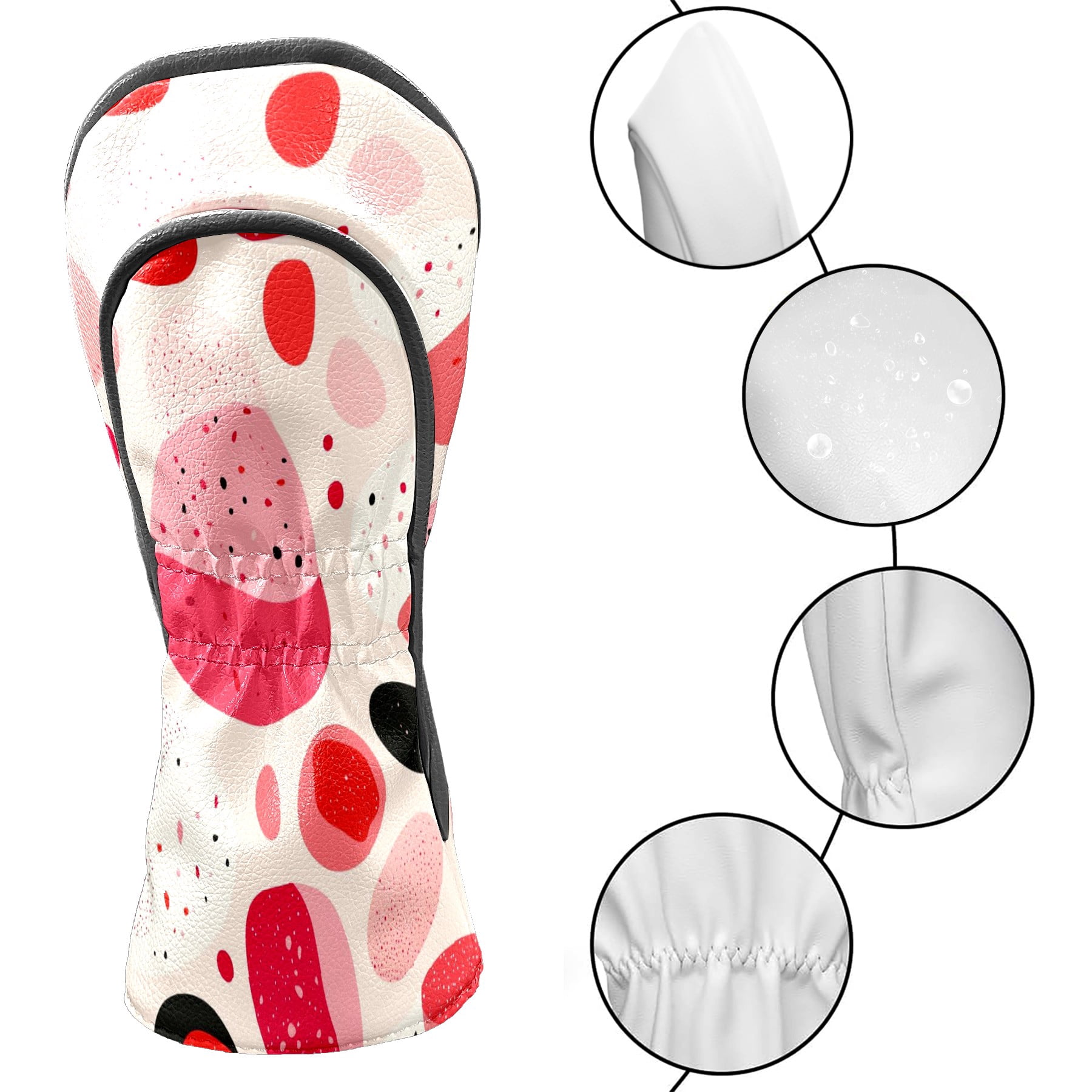Golf Club Covers PU Leather Waterproof Head Covers for Fairway Woods Hybrids Red Soft Stone Unisex Fits Most Brands
