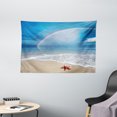 thumbnail image 1 of Starfish Decor Tapestry, Rainbow over the Sea Clouds and Clear Sky Foamy Ocean Waves on Sandy Beach, Wall Hanging for Bedroom Living Room Dorm Decor, 60W X 40L Inches, Multicolor, by Ambesonne, 1 of 2