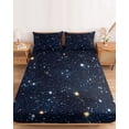 thumbnail image 2 of Twin Sze Fitted Sheet Set - Blue Starry Sky 2 Piece Bedding Sets 16" Deep Pocket Fitted Sheet with 1 Pillowcase, Universe Space Galaxy Night Star Brushed Microfiber Hotel Luxury Bed Sheets, 2 of 9