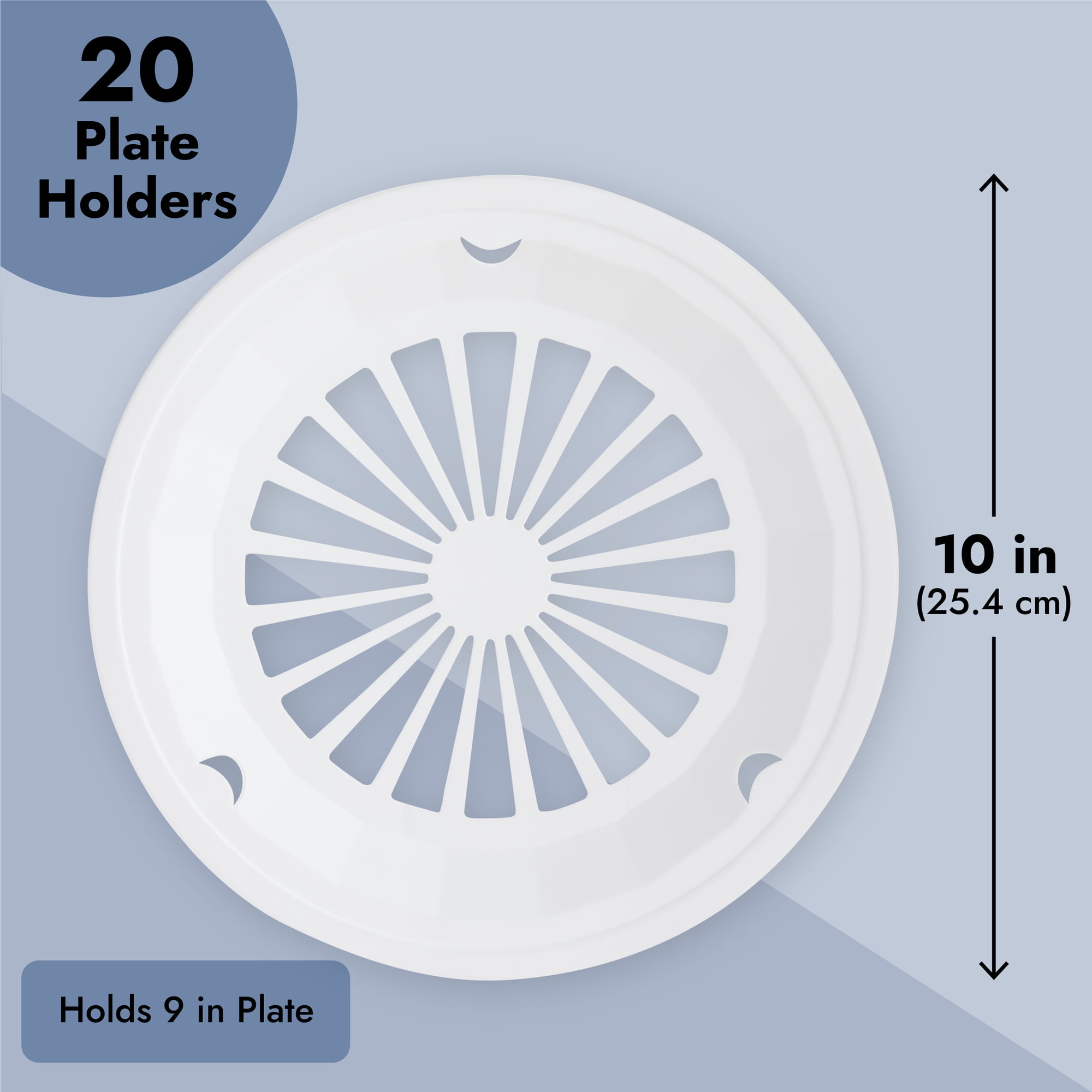 Plastic Plate Dispenser | 9-Inch Paper Plate Holder | Ideal for Compact Spaces, RVs and Trailers | Can Be Mounted Under Cabinets or Shelves (White)