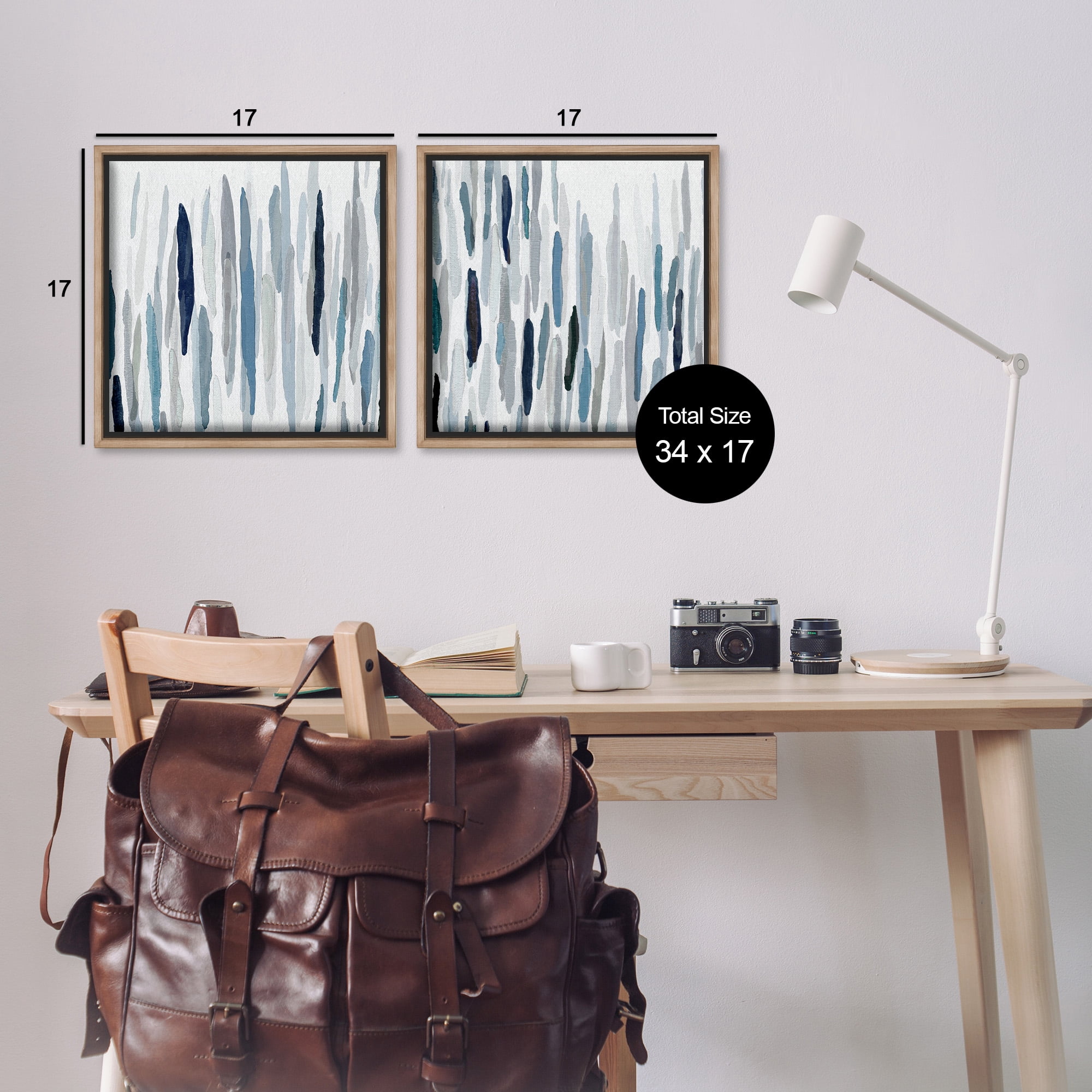 Stupell Industries Abstract Brushed Rainfall Contemporary Abstract Painting Brown Floater Framed Canvas Art Print Wall Art, 18 x 18, Set of 2
