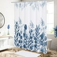 thumbnail image 2 of Navy Blue Eucalyptus Shower Curtain, Plant Leaves Vintage Fabric Shower Curtains for Rustic Bathroom Decor, Chic Modern Botanical Shower Curtain, 72x72, 2 of 6