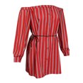 thumbnail image 1 of Vestido a Rayas de Manga Larga Sunnimix con Hombros Descubiertos Rojo S, 1 of 8