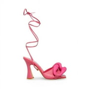 Steve Madden Cassy Fuschia Leather Squared Toe Lace Up Chain Detailed Sandal