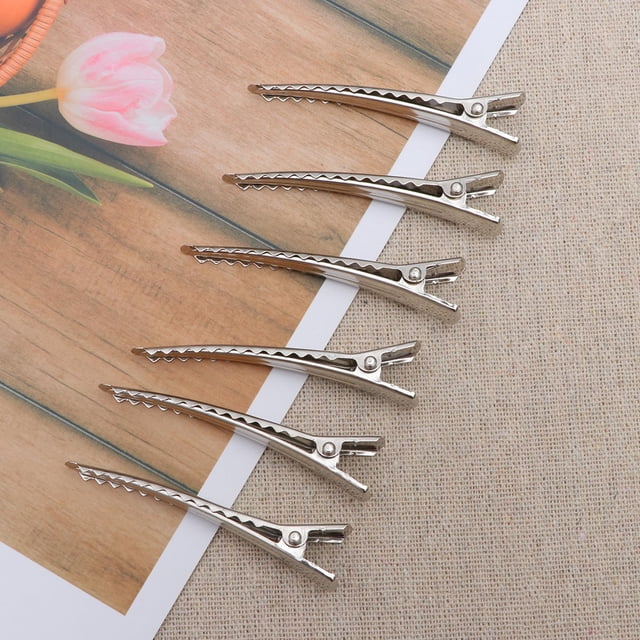 MERRYHAPY 50Pcs Sectioning Hair Clips Metal Silver Durable Salon Clips for Hair Styling