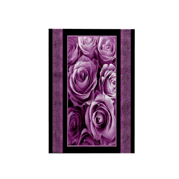 3dRose, Plum puple rose bouquet surrounded by purple damask ribbon trim, 15x22 Hand Towel