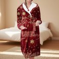 thumbnail image 2 of Women's Fleece Plush Robe Long Warm Plush Bathrobe Loungewear Jacket Printed Comfort Robe, 2 of 5