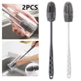 thumbnail image 2 of Silicone Cup Brush Milk Bottle Cleaning Brush Long Handle Water Bottles Cleaner Glass Cup Cleaning Brush Kitchen Cleaning Tools 2PCS White, 2 of 6