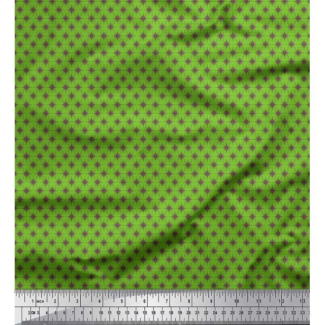 Soimoi Green polyester Crepe Fabric Geometrical Star Geometric Printed Fabric 1 Yard 52 Inch Wide