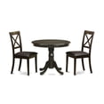 thumbnail image 4 of Antique 3 Piece Pedestal Round Dining Table Set with Boston Microfiber Seat Chairs, 4 of 5