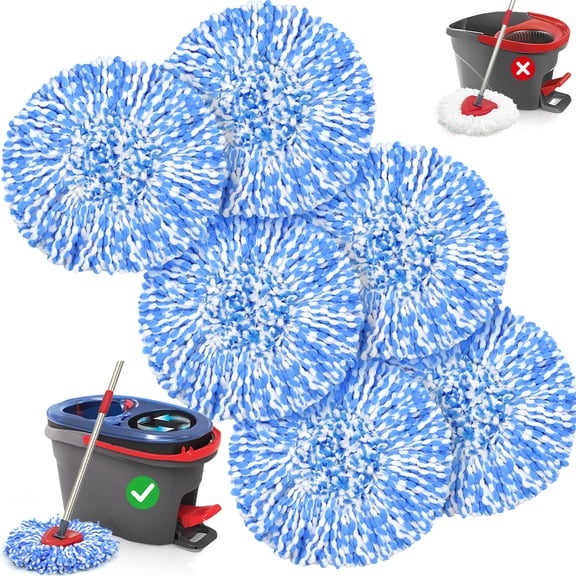 TidyBliss Spin Mop Replace Head 6 Pack for RinseClean 2 Tank System