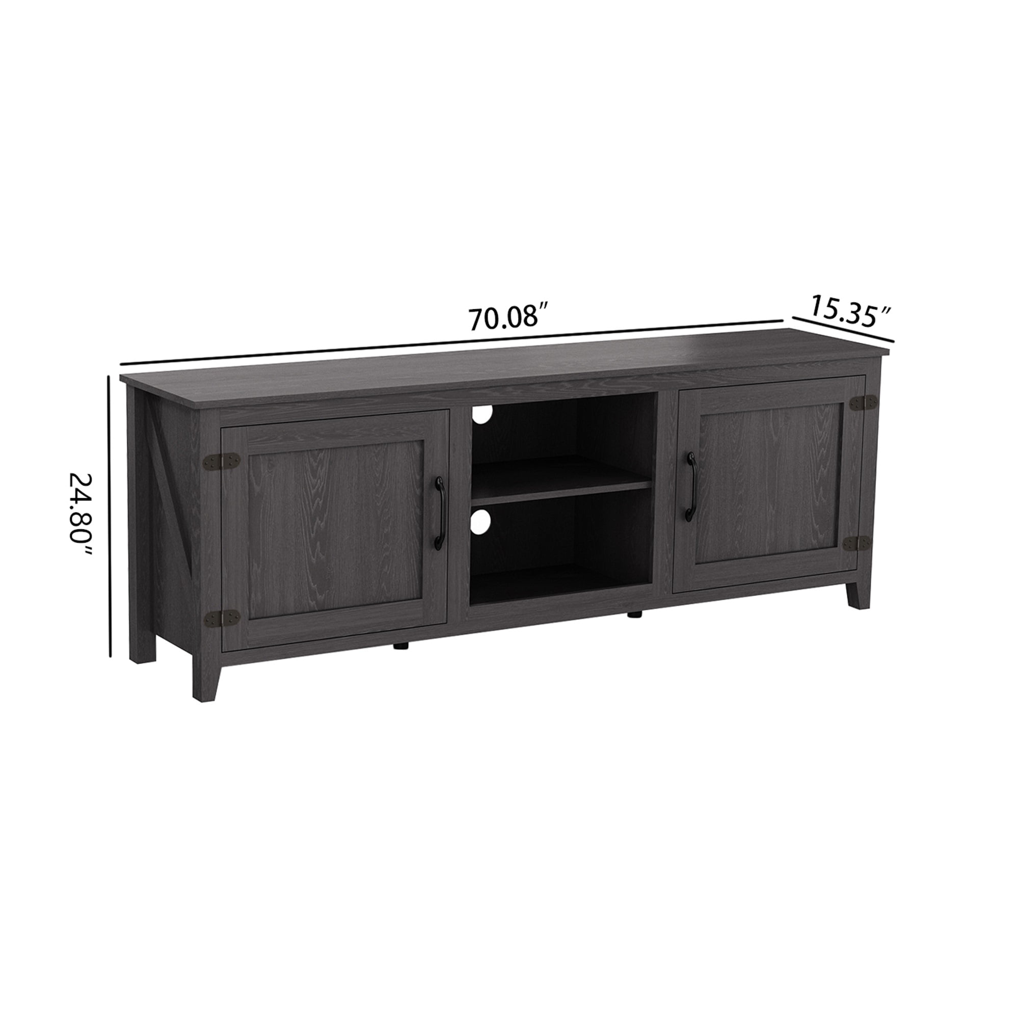 Kadyn TV Stand, Storage Media Console Entertainment Center with Doors, TV Cabinet for TVs up to 77", Black