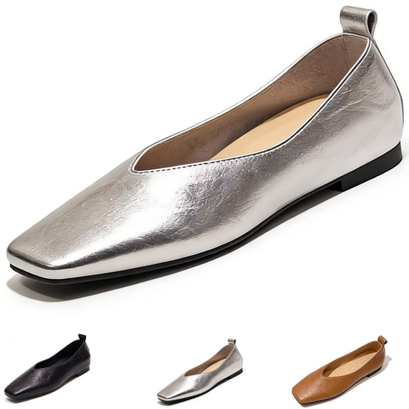 CHICVOMEY Dressy Shoes for Women Flats Penny Loafers with Memory Foam Insole Slip-On Flats for Casual & Work