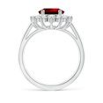 thumbnail image 2 of Angara Lab Grown Ruby Ring with Lab Diamond Halo in 14K White Gold for Women (Size-10x8mm) | Princess Diana Lab Created Ruby Ring (Ring Size - 9), 2 of 8