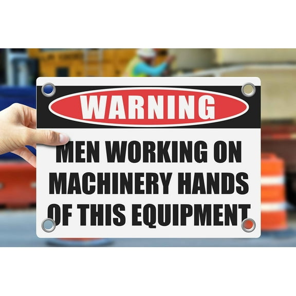 MEN WORKING ON MACHINERY HANDS OFF THIS EQUIPMENT | Warning Notice Caution Danger 3mm PVC Sign
