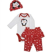 Newborn Girls' 3 Piece Penguin Ha