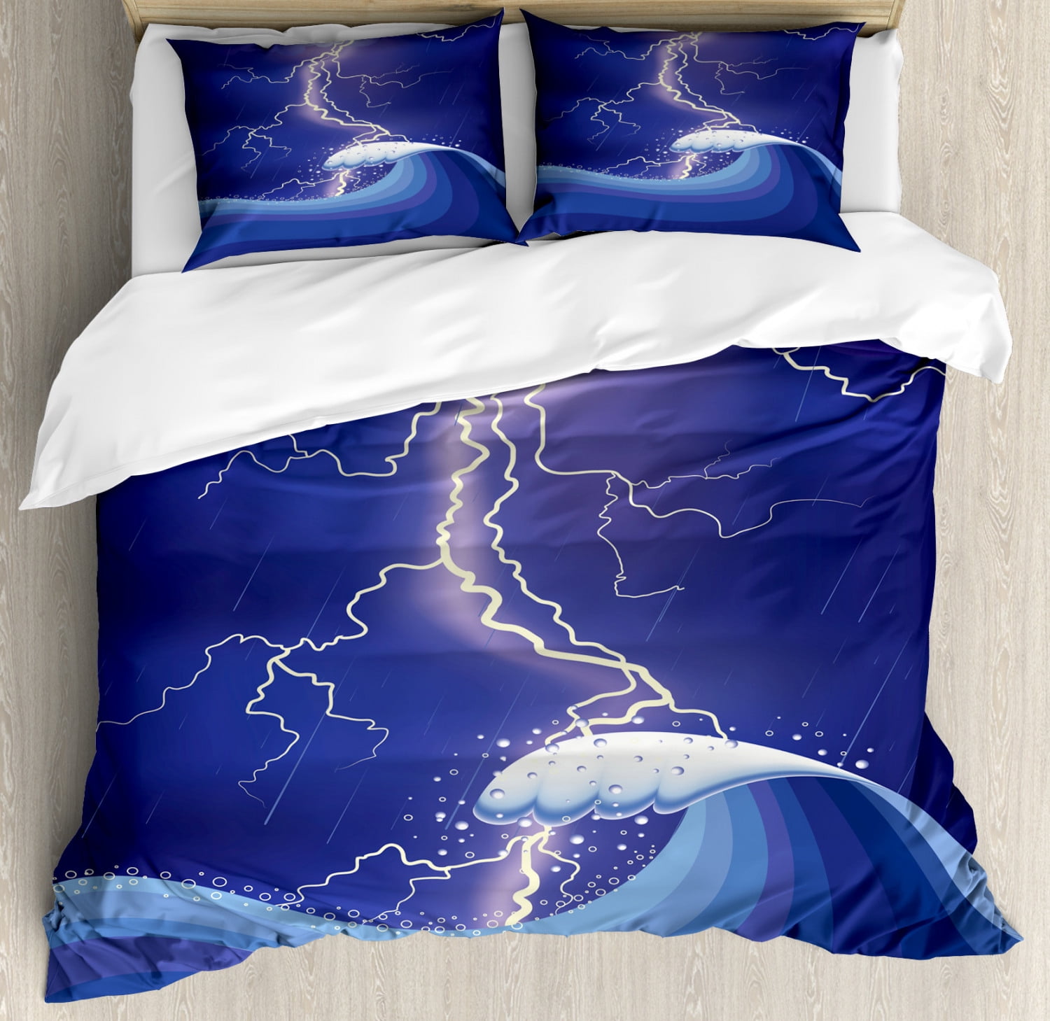 Purple King Size Duvet Cover Set Heavy Storm In The Ocean Dark