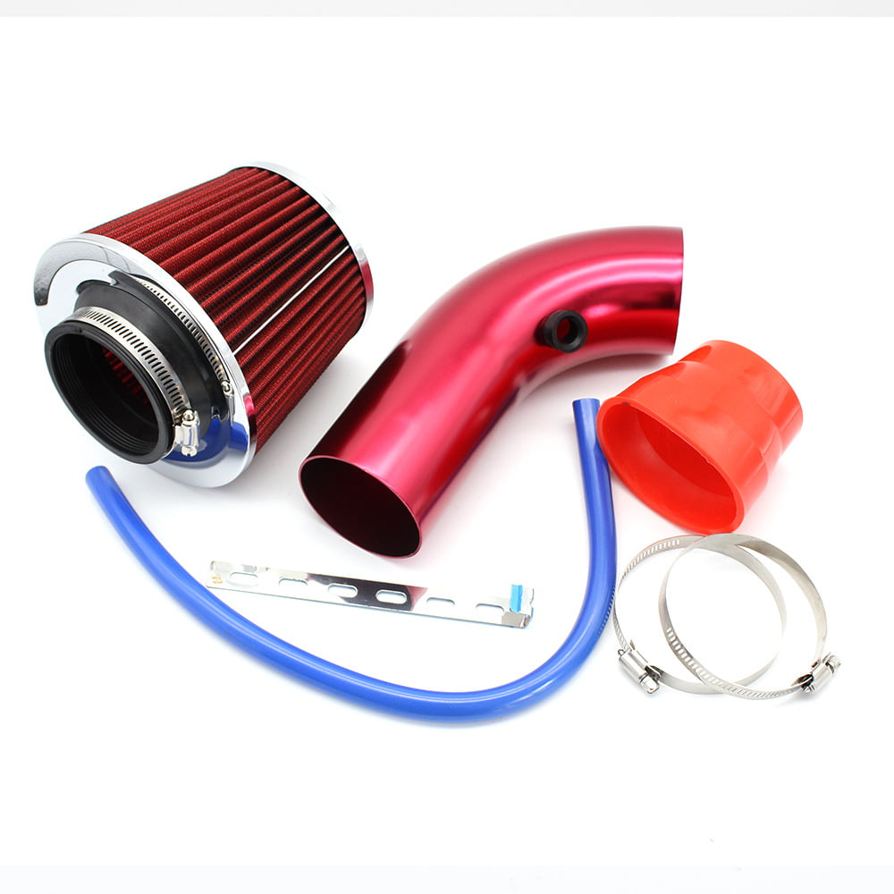 Red Universal Performance Cold Air Intake Filter Alumimum Induction Pipe Hose System 