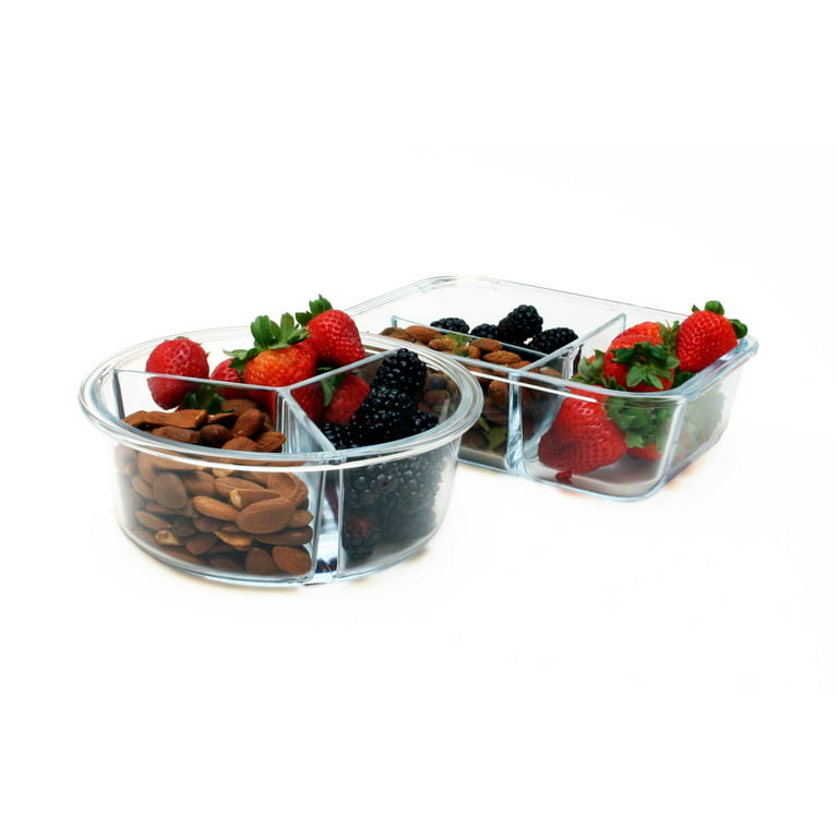 Orii GFS6608 4 Piece 4pc Glass Food Storage Compartment Containers with Lids