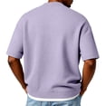 thumbnail image 4 of LNZGNM Men's Waffle Cardigans V-Neck Big and Tall Shirts with Button Lightweight Short Sleeve Cardigan Stylish Daily Wear Tops,Purple L, 4 of 7