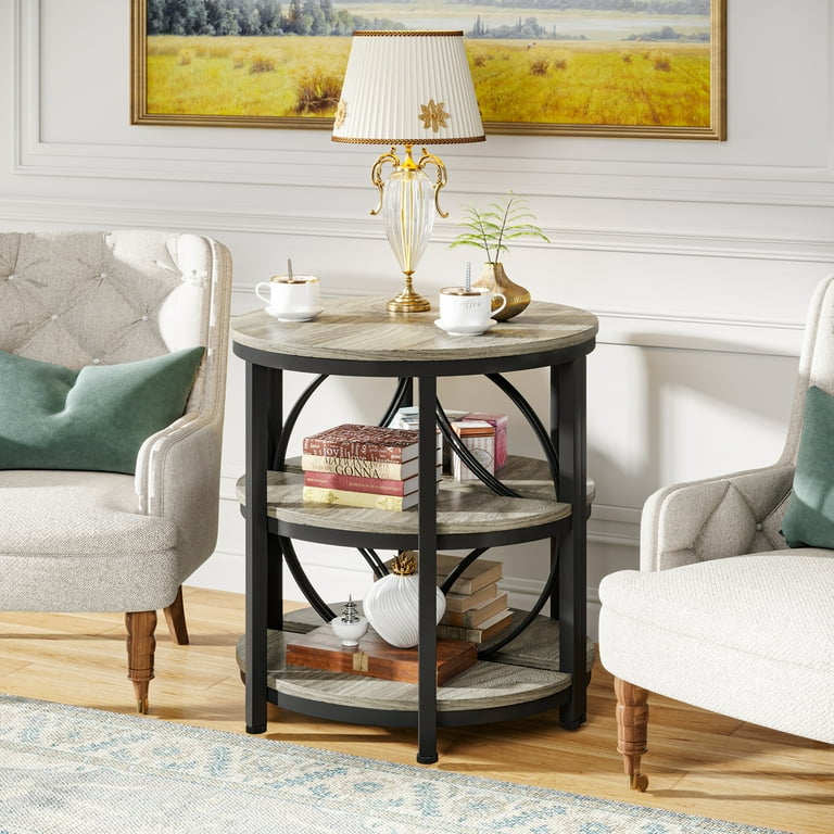 Tribesigns Half Round End Table, 3-Tier Narrow Side Table