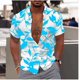 thumbnail image 1 of Camisa de hombre con imagen HD de hojas, estilo hawaiano de verano, para uso diario, cómoda y suave, camisa de manga larga, diseño de botones de moda, 1 of 6