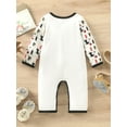 thumbnail image 3 of Seyurigaoka Baby Girls Boys Halloween Playsuits Letter Pumpkin Stars Moon Bat Cat Print Romper Tops Round Neck Long Sleeve Jumpsuit, 3 of 8