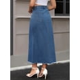thumbnail image 4 of DARING DIVA Women's Denim Maxi A Line Raw Hem Jean Skirt Small Blue, 4 of 7