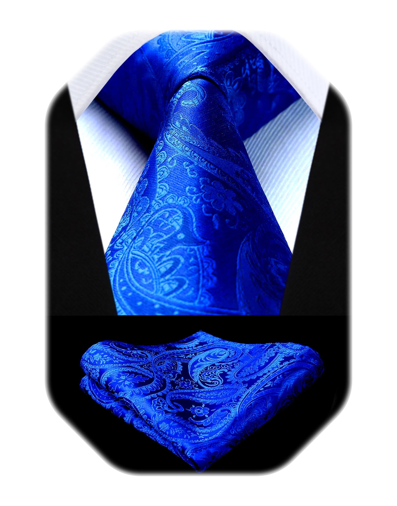 HISDERN Paisley Ties for Men Solid Tie Handkerchief Floral Men's