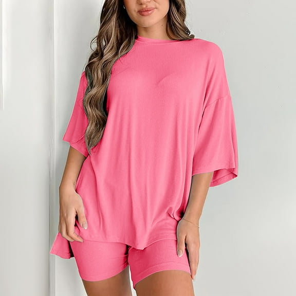 Pyhlmscde Womens Pajama Sets Short Sleeve Sleepwear Soft Button Down Nightwear Lounge Pj Set XS-XXL, Womens Split Short Pajama Set,Skort Sets Women 2 Piece Outfits