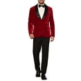 thumbnail image 2 of INSPIRE CHIC Men's Shawl Lapel Blazer One Button Slim Fit Wedding Velvet Tuxedo Suit Jacket L Dark Red, 2 of 4